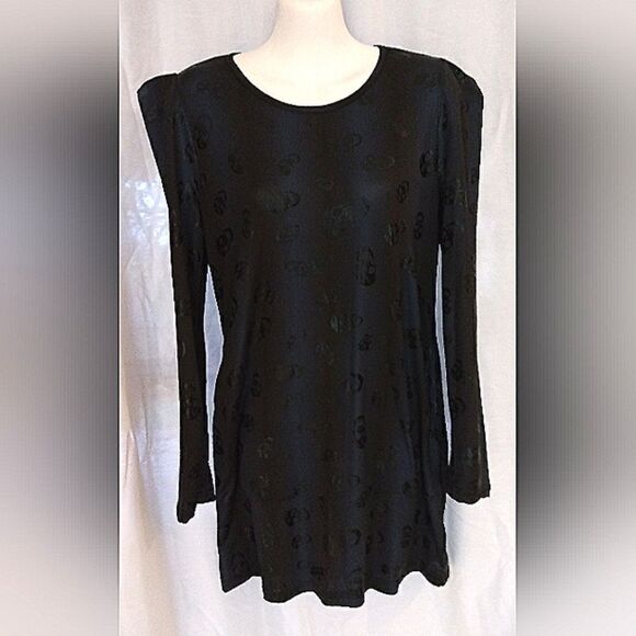 Skull Satin Mini Dress w/ Pockets Navy XS  Tunic - Picture 2 of 7